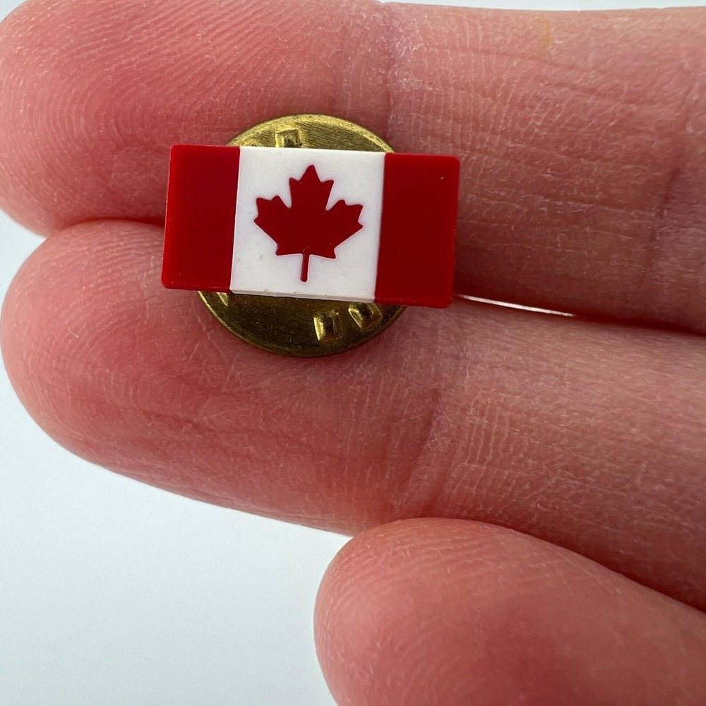 Vintage Canada Flag Lapel Pin Plastic Maple Leaf Canada Olympics Patriotic